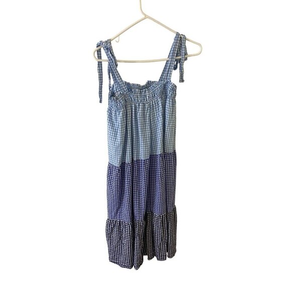 Entro Women's Color Block Gingham A Line Midi Dress - Medium - Picture 1 of 11